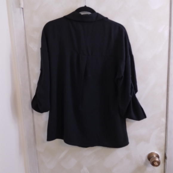 Size Small Black Button Up Blouse by Inssiko with Button Sleeves - Picture 4 of 8